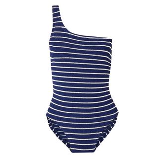 Nancy one-shoulder striped seersucker swimsuit