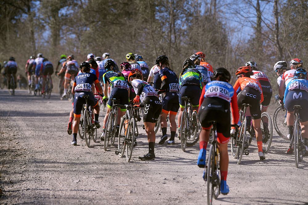 A crash at Strade Bianche