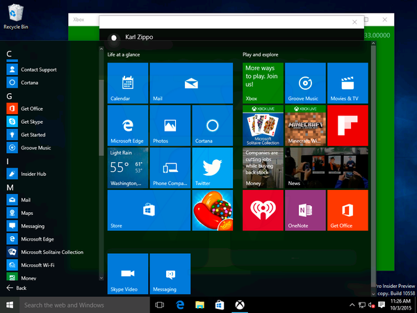 Messaging and Skype Video tiles