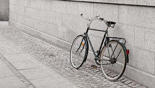 Skagen bike leaned against a wall