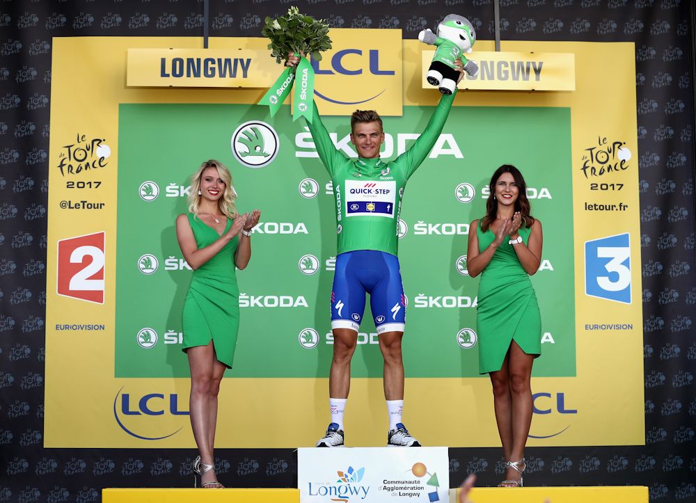 Marcel Kittel in the green jersey after stage 3 at the Tour de France