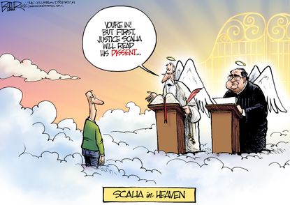 Editorial Cartoon U.S. Scalia Heaven