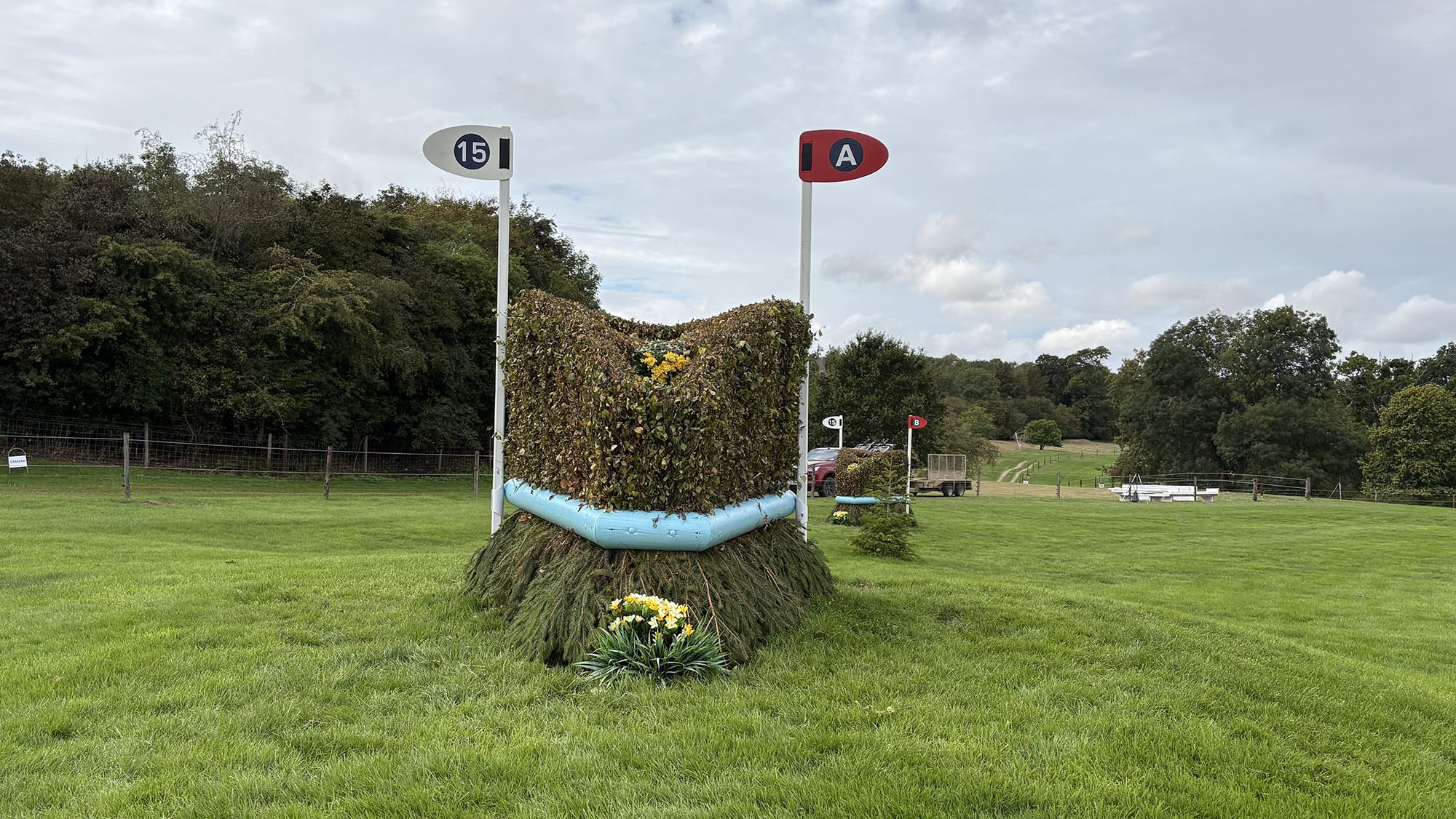 Narrow brush fence on the Burghley cross-country course 2026