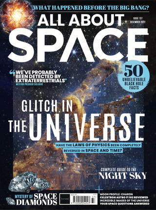 The cover of All About Space magazine cover of issue 137., featuring a glitching universe