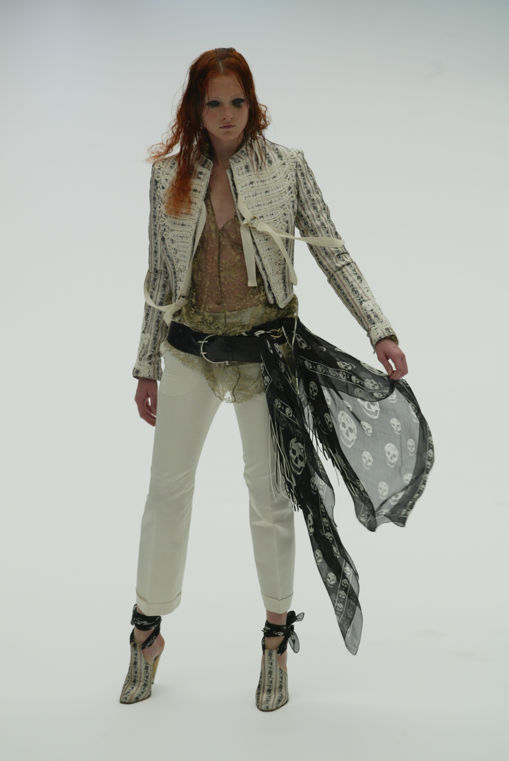 Alexander McQueen's skull scarf on the Spring 2003 runway