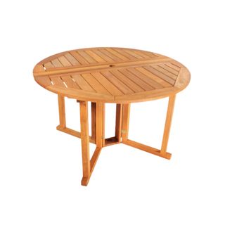 Round wooden collapsible outdoor dining table