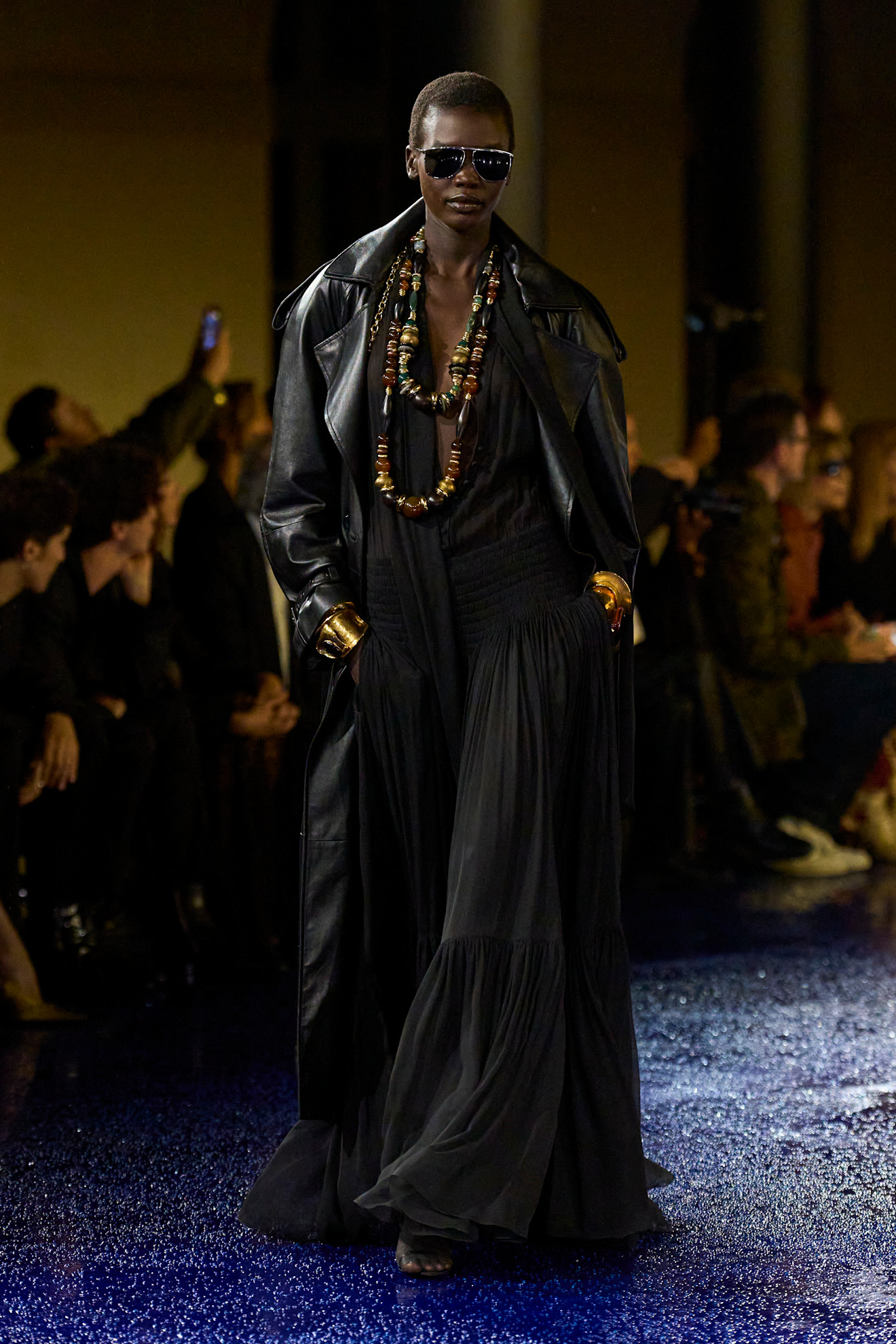 An image of one of the biggest sunglasses trends of 2025 on the Saint Laurent spring/summer 2025 runway.