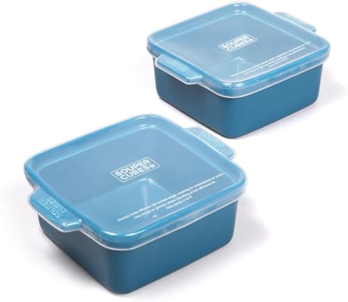 Souper Cubes 5" X 5" Ceramic Dishes With Silicone Lids &amp;ndash; Blueberry - 2-Pack