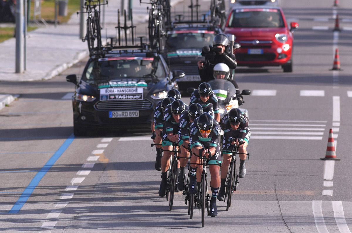 The Bora-Hansgrohe squad out on course