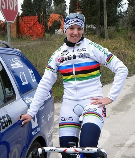 Tatiana Guderzo poses for a photo before the ride