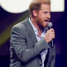 Prince Harry, Duke of Sussex onstage during the Opening Ceremony of the Invictus Games 2023 at the Merkur Spiel-Arena on September 9, 2023 in Dusseldorf, Germany.