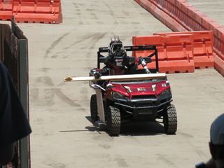 The Worcester Polytechnic-Carnegie Mellon team, WPI-CMU, drove a vehicle during the first day of the DARPA challenge.