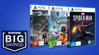 PS5 games on a blue background