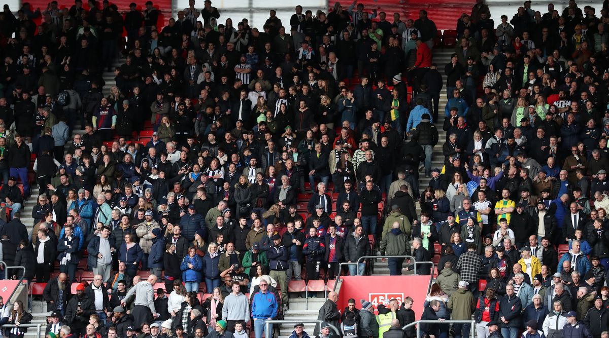 SOUTHAMPTON, ENGLAND - NOVEMBER 11: West Bromwich Albion fans during the Sky Bet Championship match between Southampton FC and West Bromwich Albion at Friends Provident St. Mary&#039;s Stadium on November 11, 2023 in Southampton, United Kingdom. (Photo by Adam Fradgley/West Bromwich Albion FC via Getty Images)