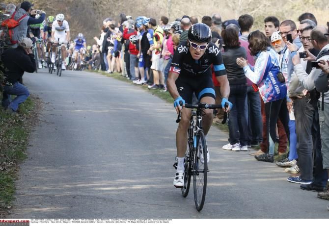 Geraint Thomas (Team Sky) launches his attack