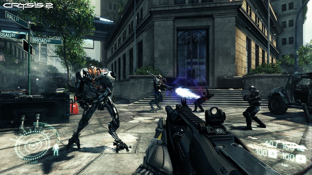Screenshot of a gunfight in Crysis 2