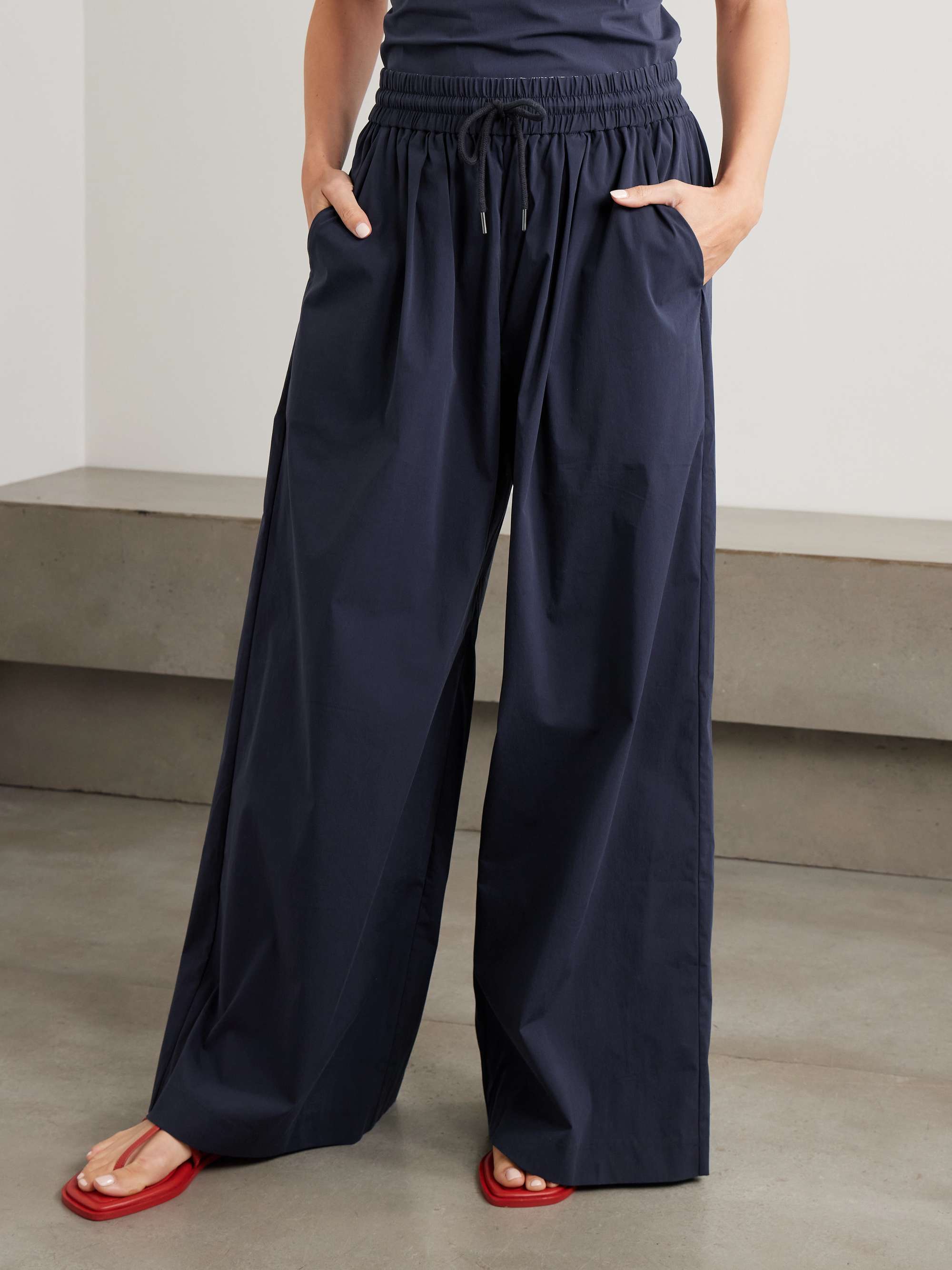 Cotton-Blend Poplin Wide-Leg Pants