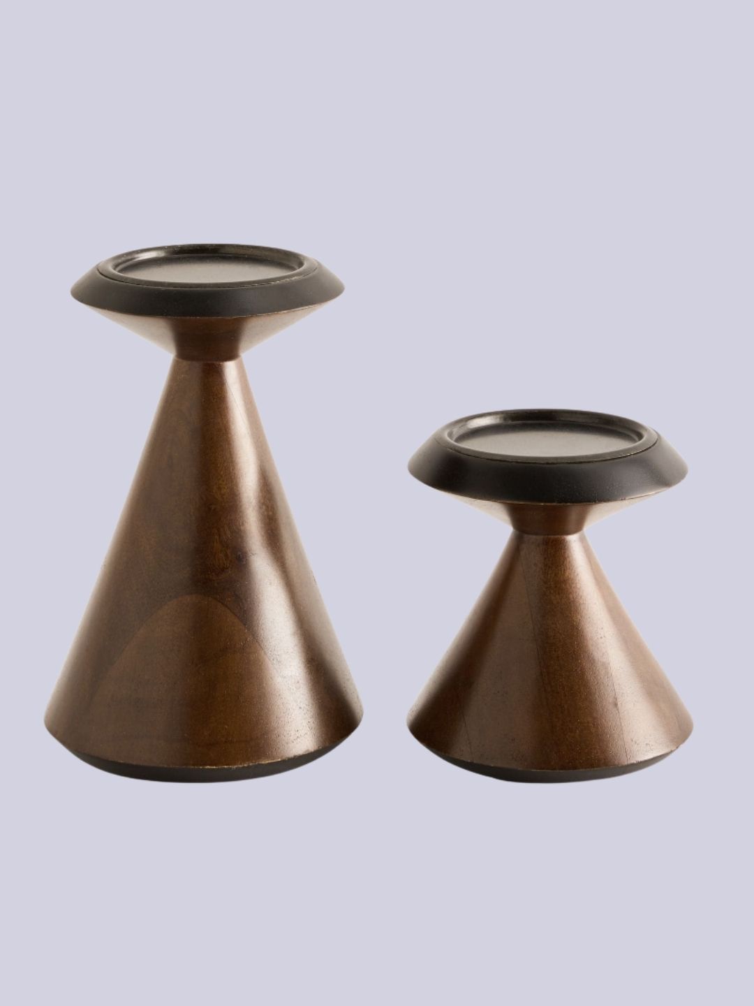 Next, Brown Mango Wood Pillar Candle Holder - Size Small