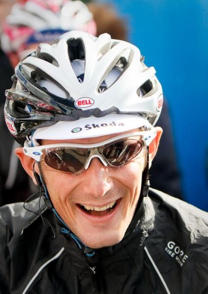 Frank Schleck (Saxo Bank) happy to start today's hilly stage.