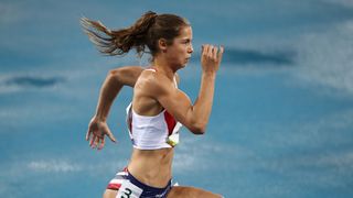 Amalie Iuel i et innledende løp i 400 meter hekk under OL i Rio de Janeiro