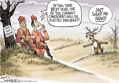 Political Cartoon U.S. 2020 Presidential Candidates Deer Hunting Season