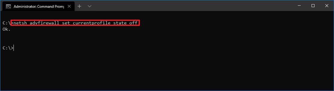 Disable firewall command