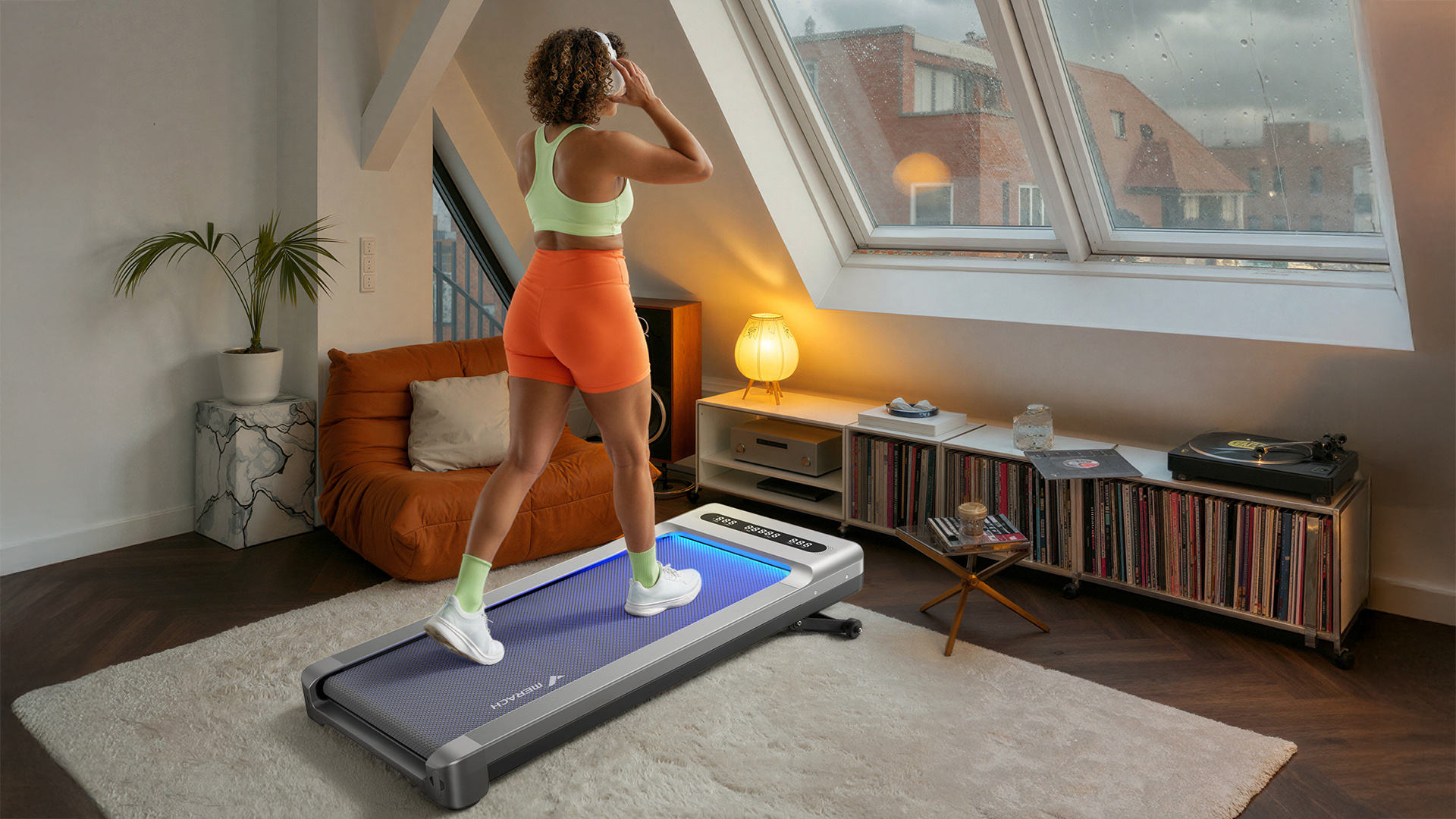 Merach UltraWalk W60 Plus treadmill in use at home