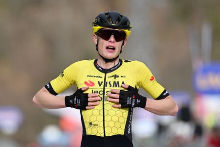 Jonas Vingegaard in a yellow Visma jersey