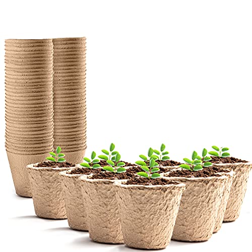 Keplin 96 Pack Biodegradable Planting Pots for Seeds 5x6cm, Compostable Seed Pots for Seedling Growth, Small Plant Pots for Easy Transplant, Eco-Friendly Choice for Garden, Greenhouse