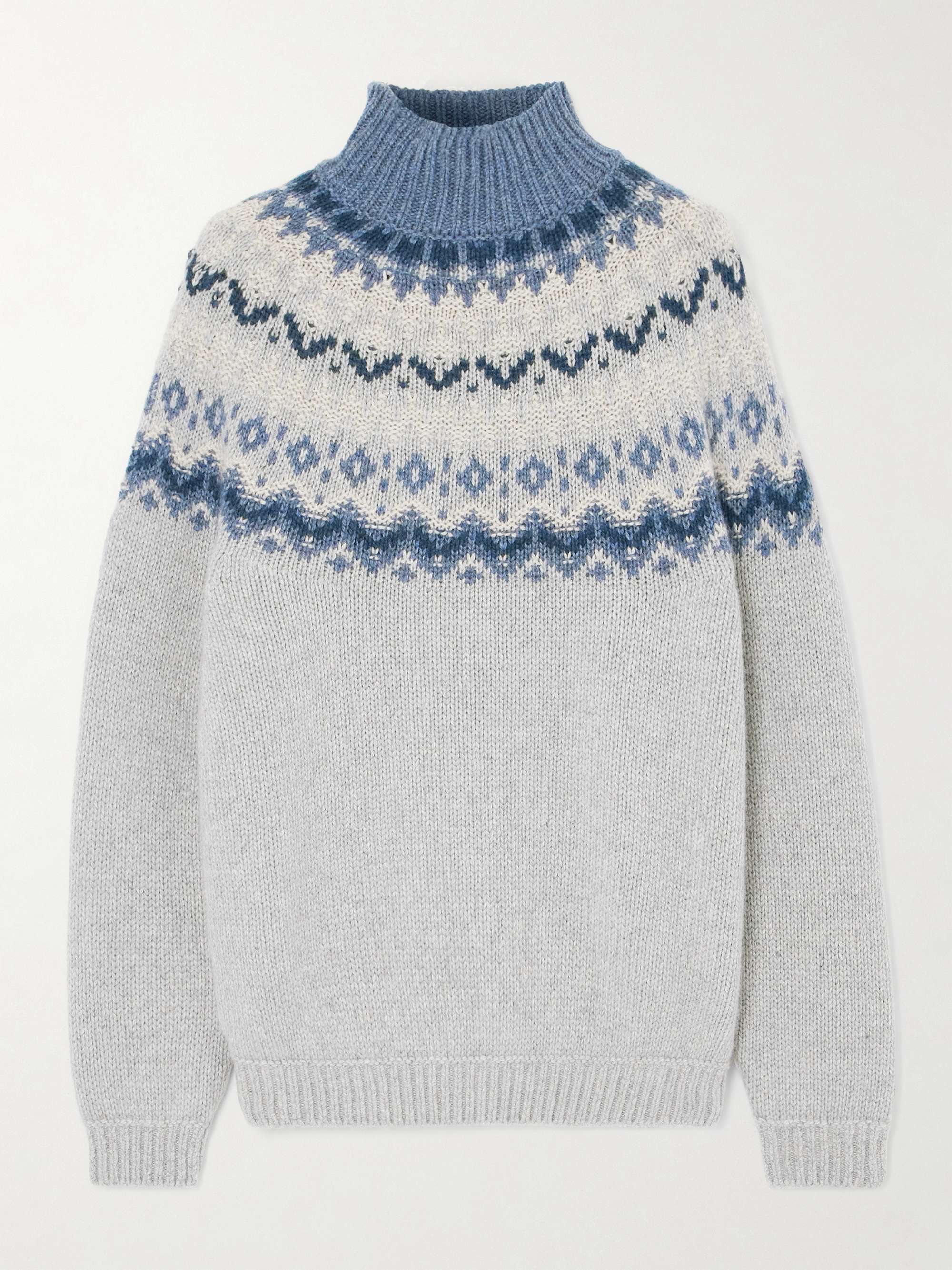 Jacquard-Knit Cashmere Turtleneck Sweater