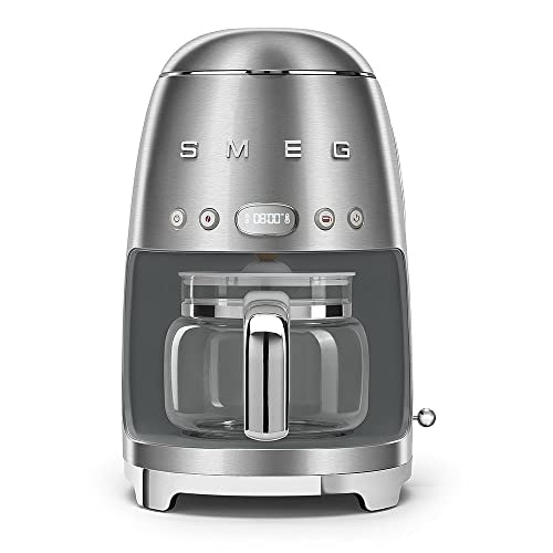 Smeg Dcf02ssuk Drip Coffee Machine, Auto-Start Mode, Reuseable Filter, Digital Display, Anti-Drip System, Aroma Intensity Option, 1.4 Litre Tank, Stainless Steel