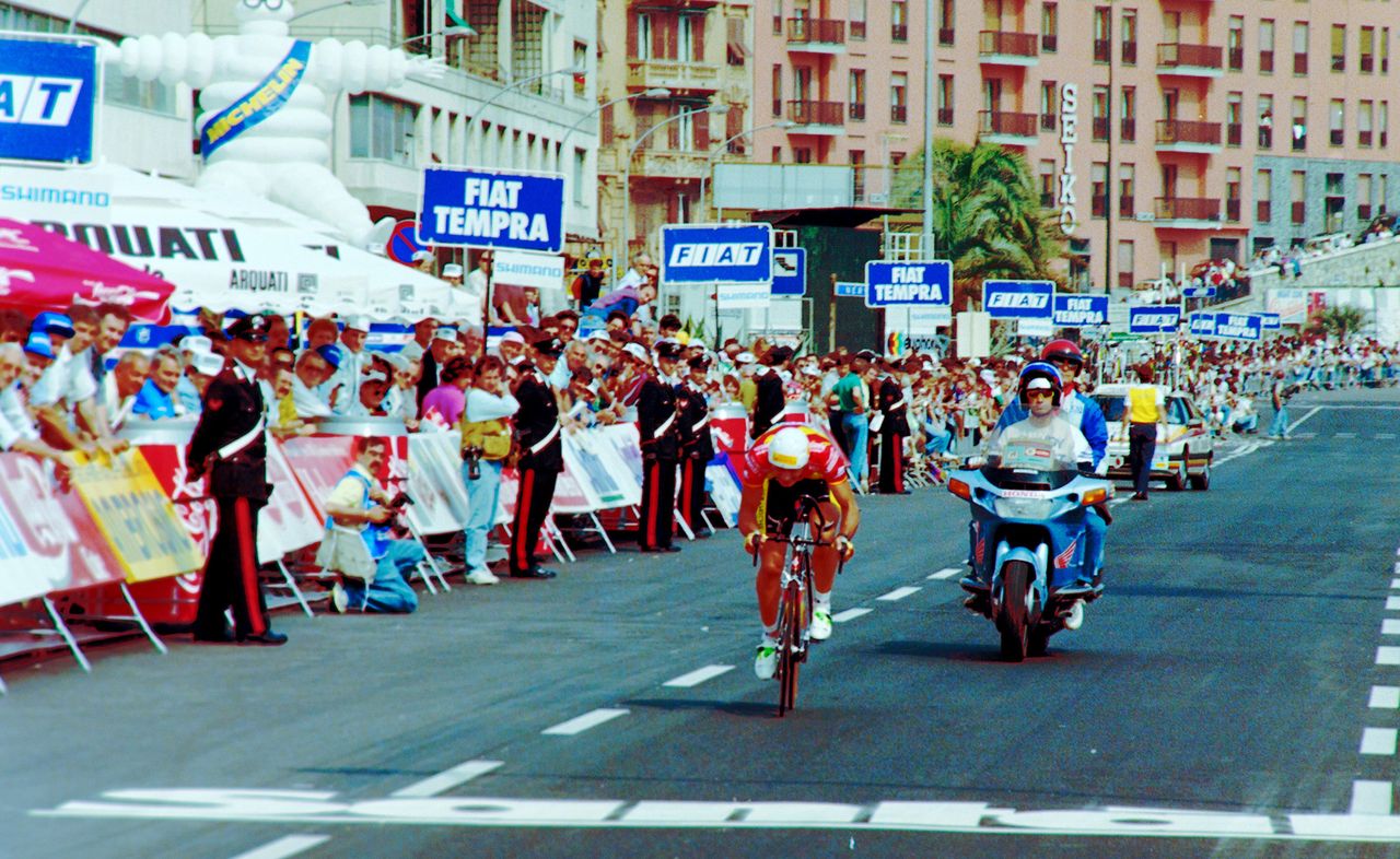 The finish line in Genova in 1992