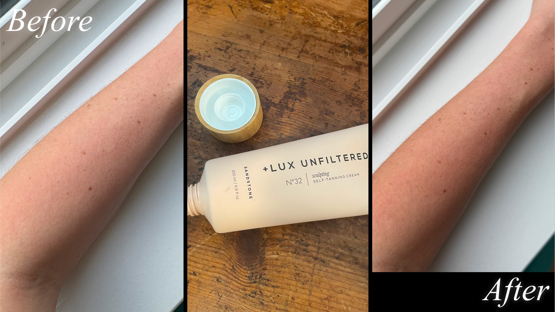 before and after of gradual self tanner