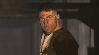 Frank dirty in skull jacket in The Punisher