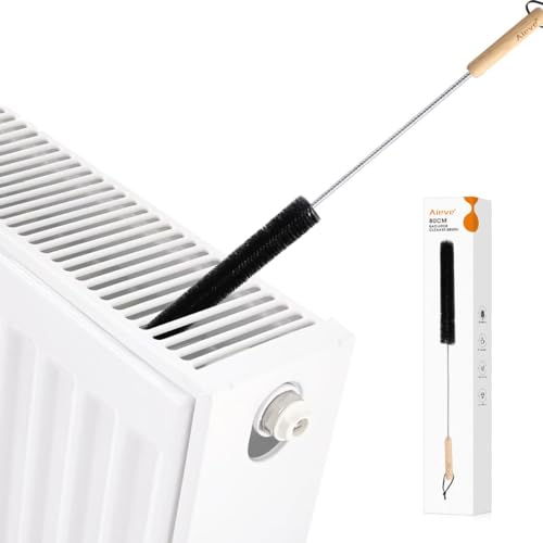 Aieve Radiator Cleaner Brush, 80cm Radiator Brush, Flexible Long Cleaning Duster With Wood Handle for Heater &amp;amp; Dryer Lint &amp;amp; Washing Machine