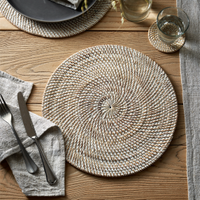 Whitewashed Rattan Round Placemat | £16.00 at The White Company