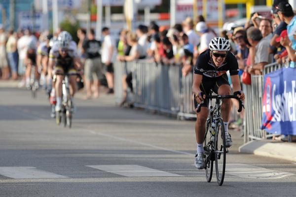Adam Semple making a break late in the race