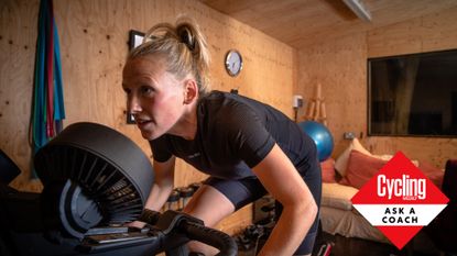 Image shows a person doing a high intensity cycling workout