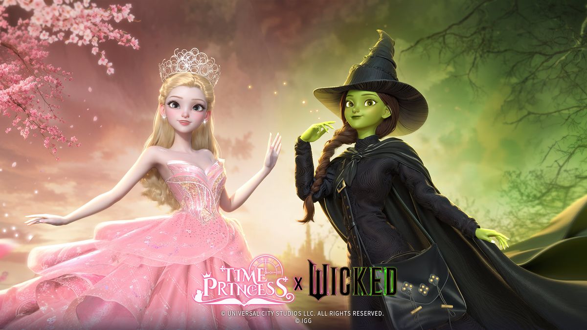 A poster showing two witches for a crossover between Time Princess and Wicked