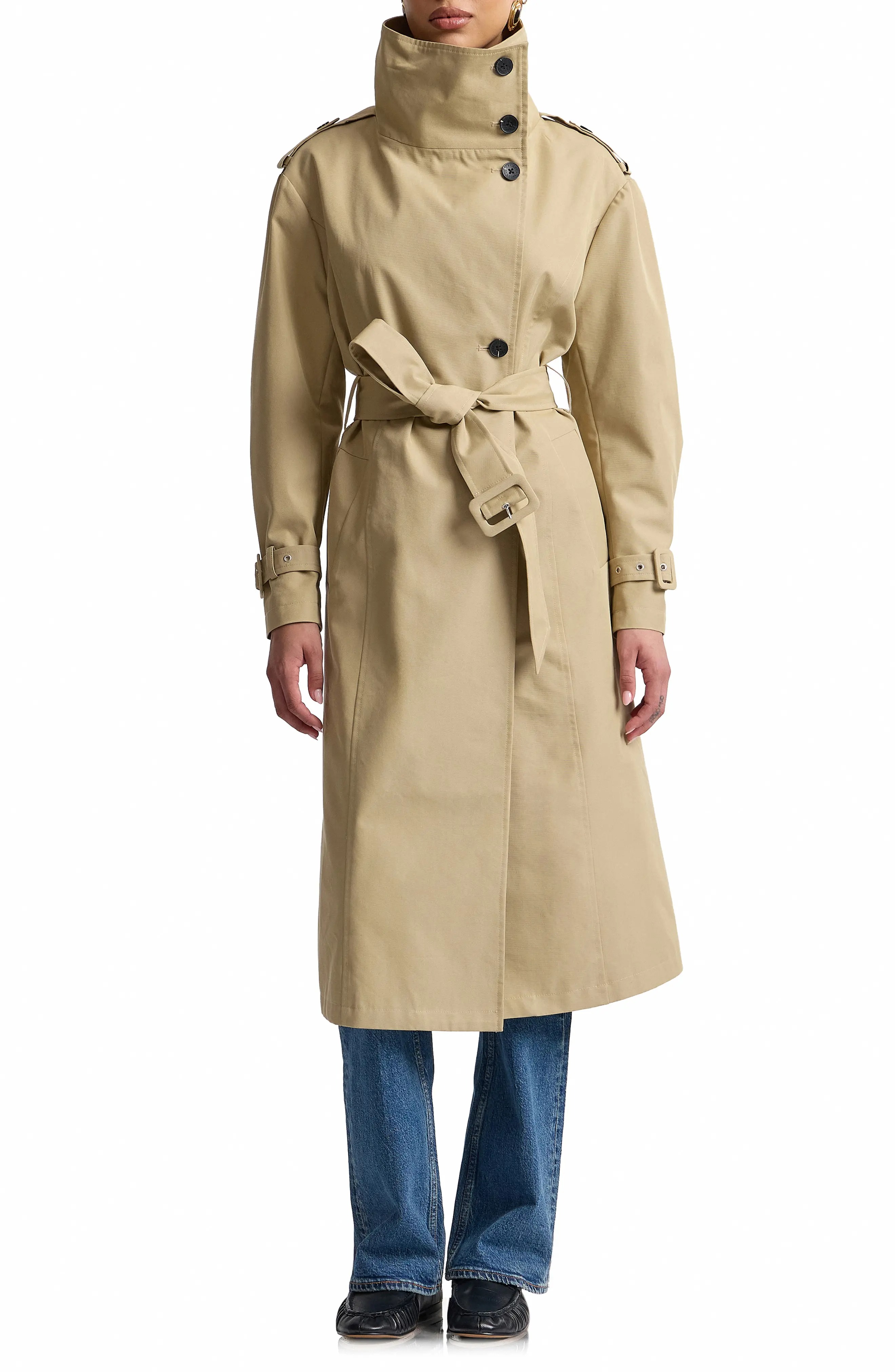Avec Les Filles, Belted Cotton Blend Trench Coat