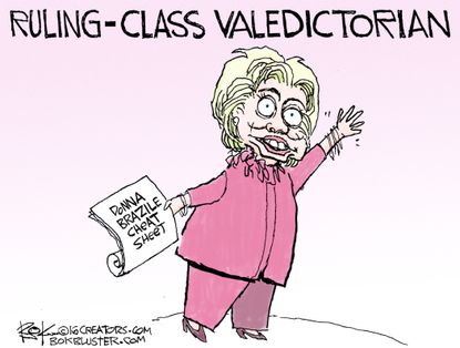 Political cartoon U.S. 2016 election Hillary Clinton Donna Brazile