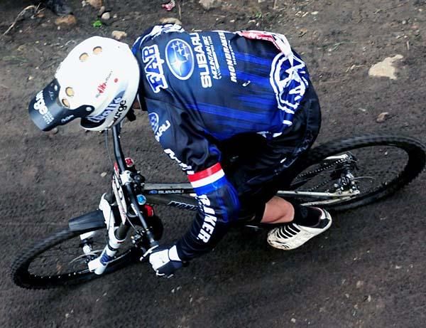Fabien Barel (Subaru Mountain Bike Pro Team) from overhead.