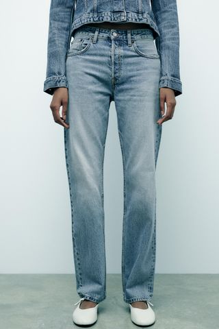 Zara, Straight Leg Mid Rise TRF Jeans