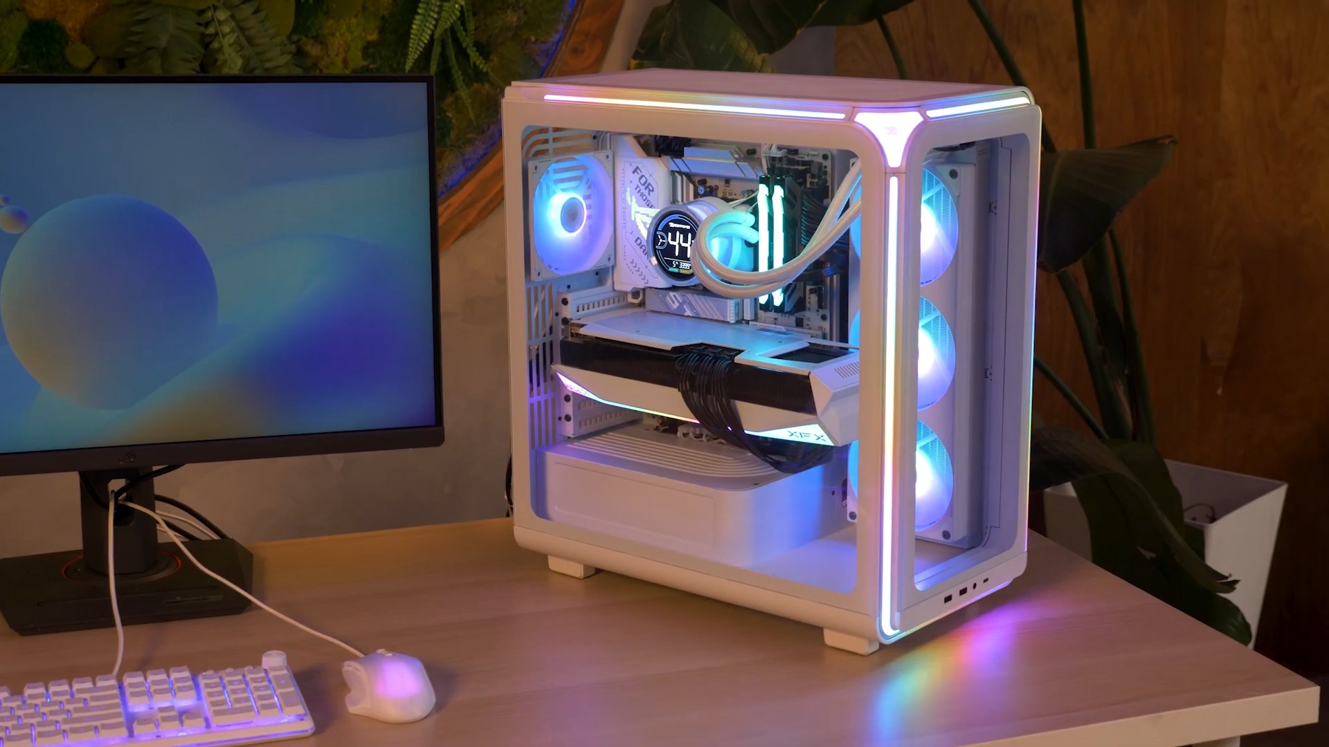 A White iBUYPOWER Gen X gaming PC on a desk