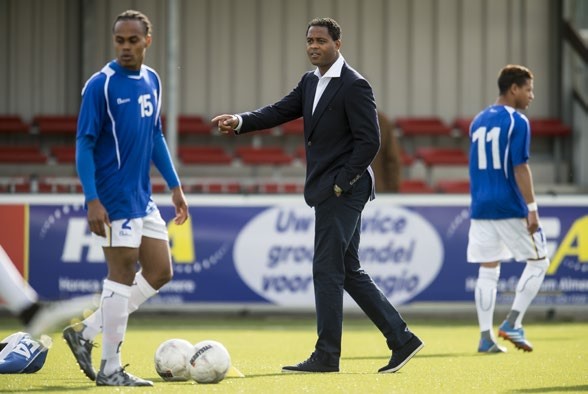Patrick Kluivert coaches Curacao in 2015 at the Almere-City stadium in Almere, The Netherlands