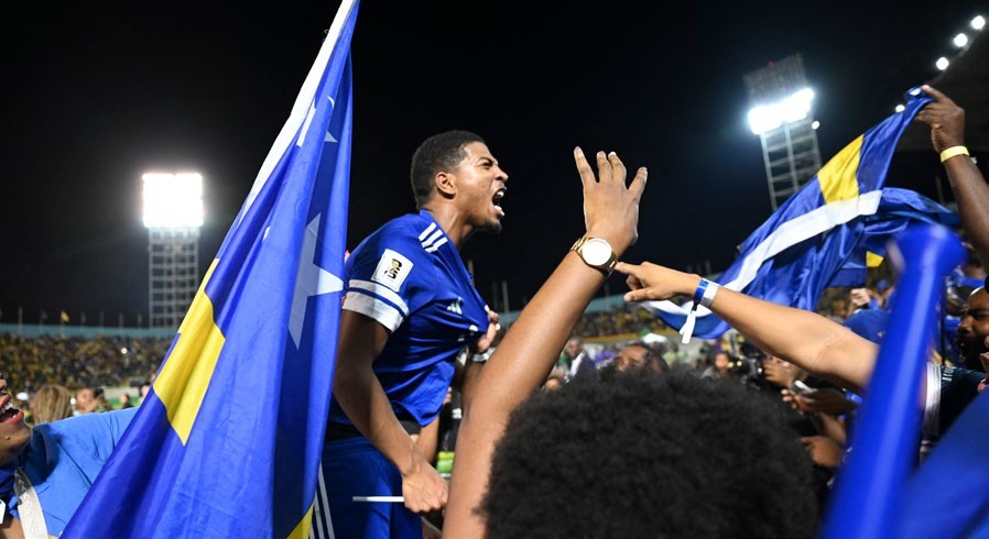 Cura&amp;ccedil;ao players and fans celebrate World Cup 2026 qualification after a 0-0 draw with Jamaica in Kingston