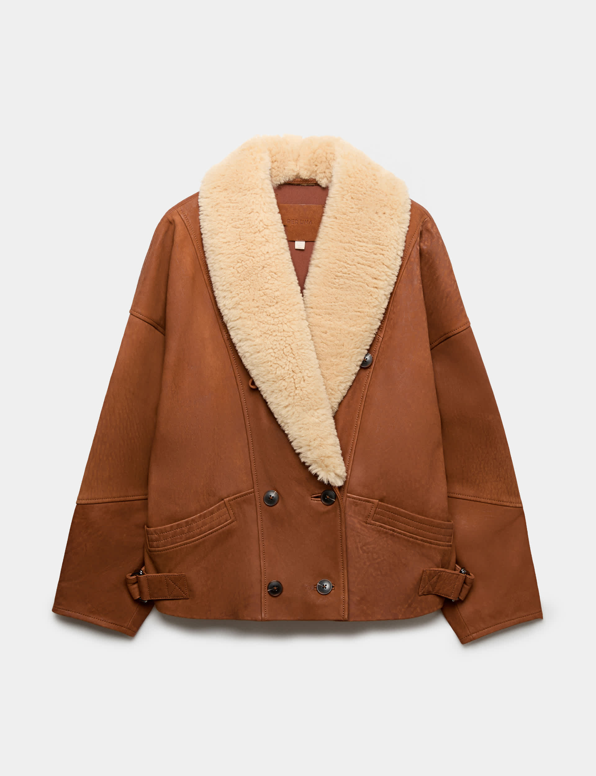 Leather Aged Relaxed Shawl Collar Jacket