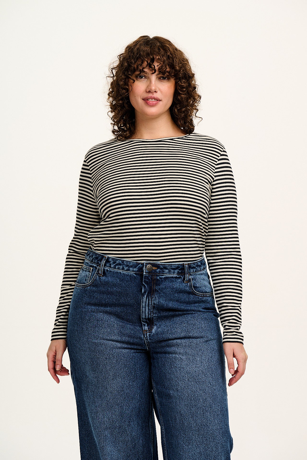 Rey - Long Sleeve Cotton Top in Black &amp;amp; White Stripe - Black &amp;amp; White Stripe / Xs (uk 6)