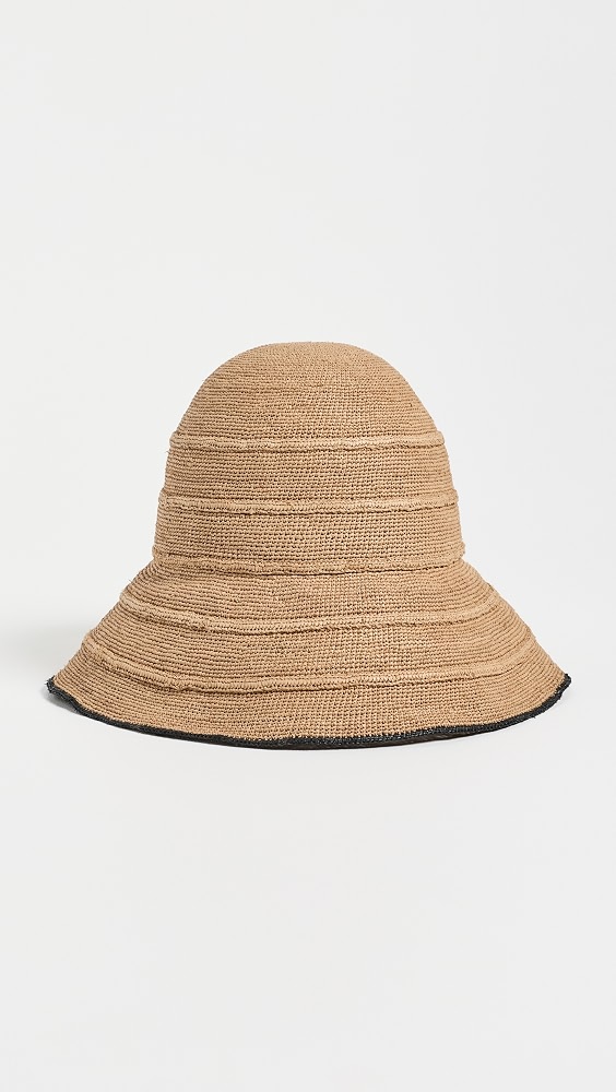 Janessa Leone Teagan Raffia Hat - Sand/black