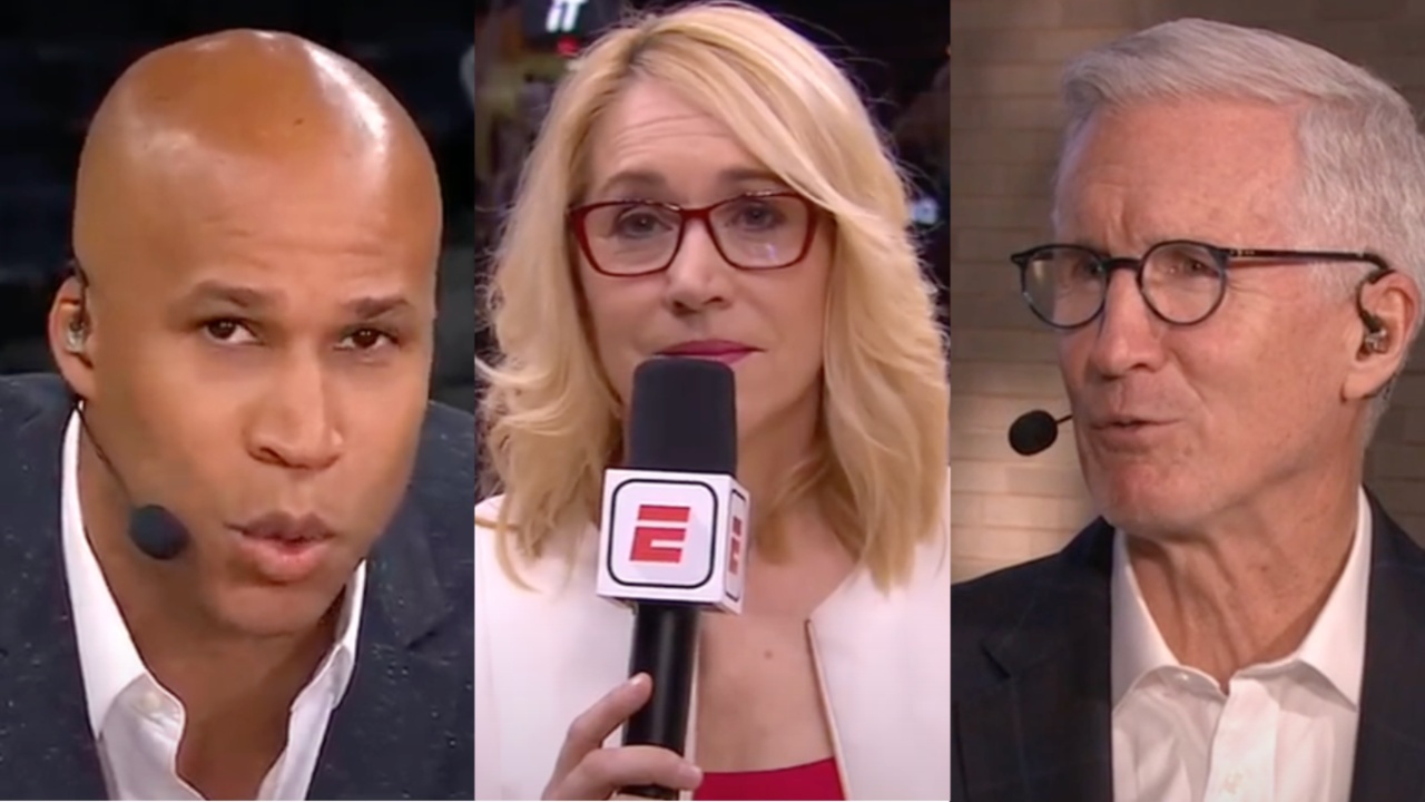 Richard Jefferson, Doris Burke, and Mike Breen split image 